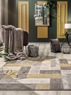 Titelseite -Deline Verkäufe UrbanMaze DesignerTeppich Gelb Gold 160x230 mil